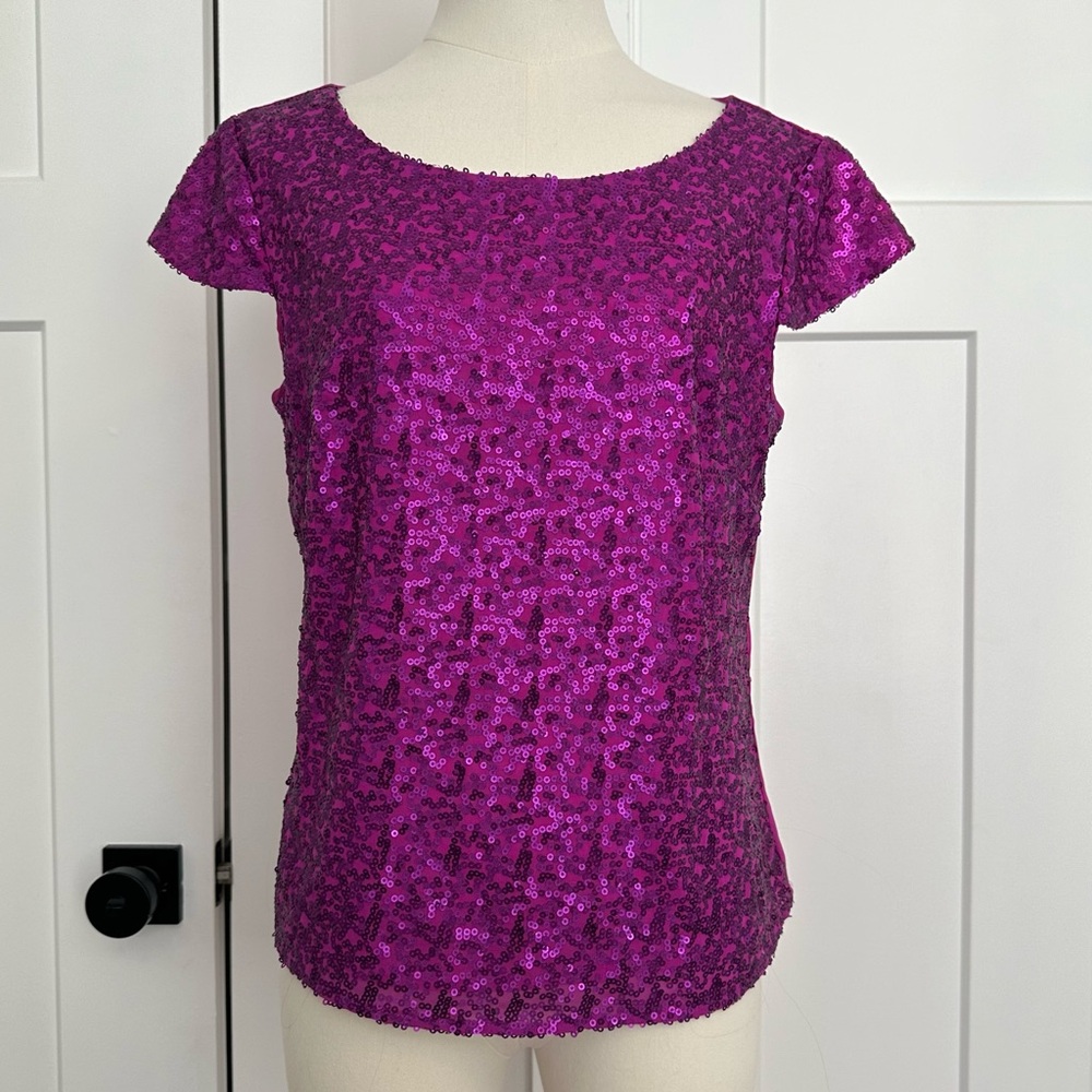 Orchid Sequin Cap Sleeve Blouse | Size S